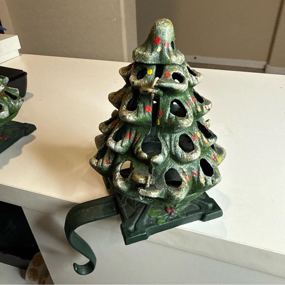 Department 56 Green Christmas Tree Stocking Holder-HEAVY